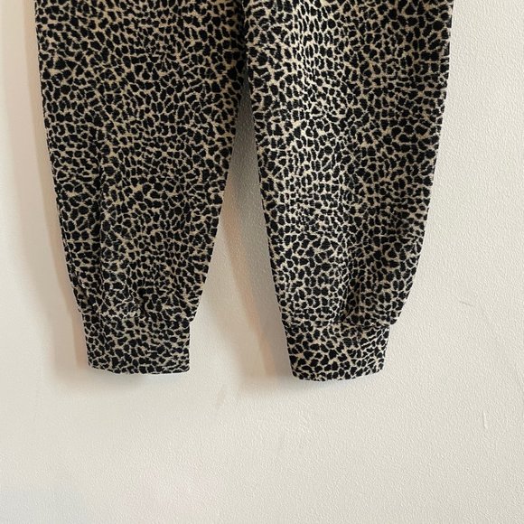 NWT 6397 Leopard Print Velour Sweatpants Size Small Black Tan Lounge Pants - Picture 8 of 9